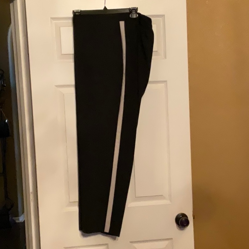 Black dress pants with ivory strip
